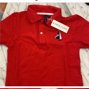 NWT Janie and Jack red polo with embroidered sailboat. Size 12.